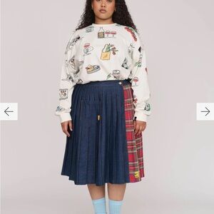 Lazy Oaf Mash Up Denim Printed skirt NWT